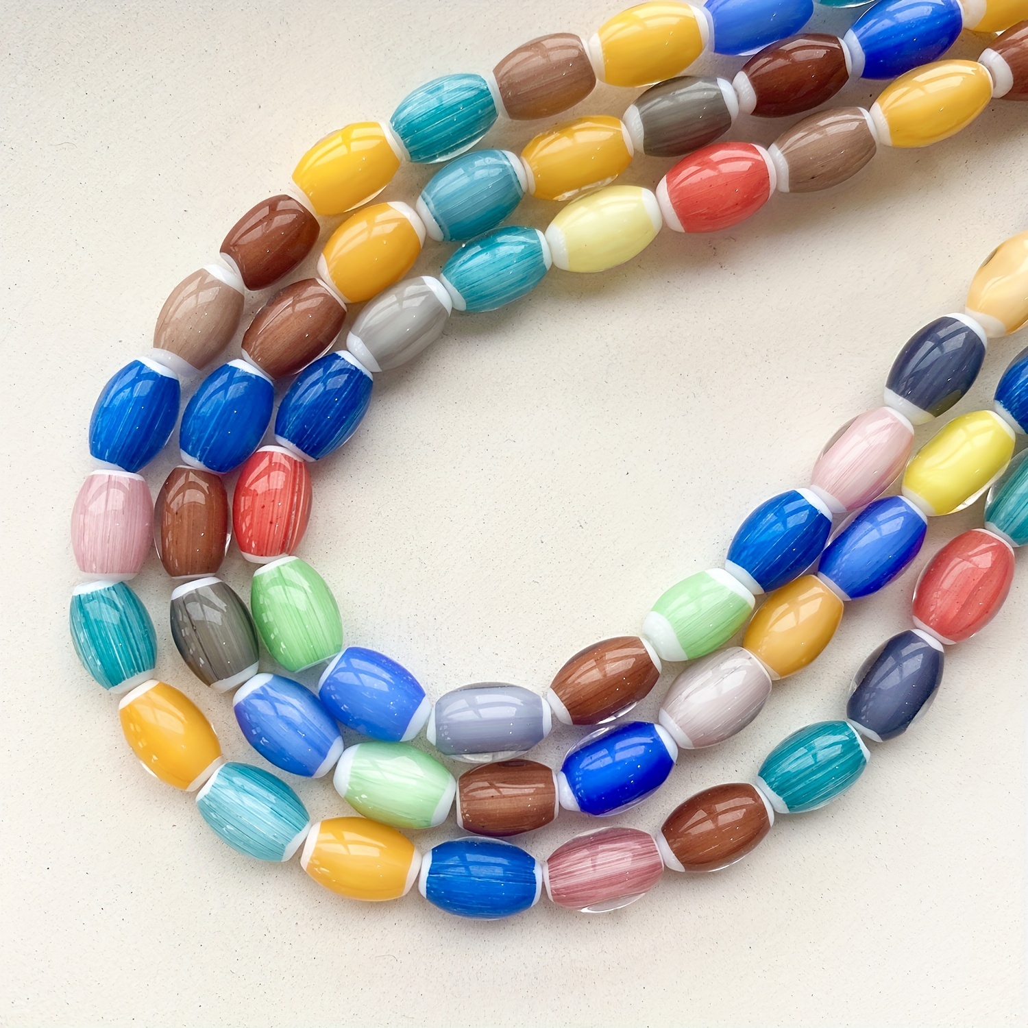 Vintage Oval Glass Beads Mixed Lot 8x12mm DIY Jewelry Making Accessories